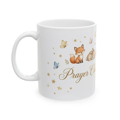 Baby Blessings Ceramic Mug — "Prayer Changes Everything" with Cute Woodland Animals (11oz, 15oz)