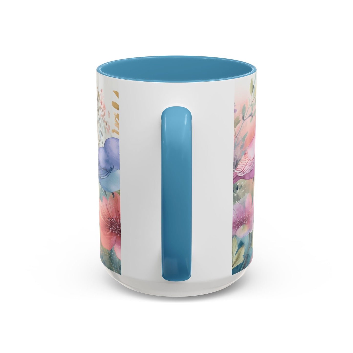 Pastel Bird Coffee Mug — Floral Accent Ceramic Mug (11/15 oz)