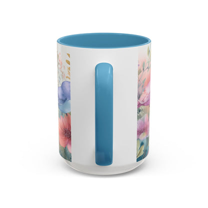 Pastel Bird Coffee Mug — Floral Accent Ceramic Mug (11/15 oz)