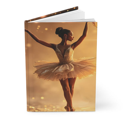 Ballet Holiday Hardcover Journal — Lined Notebook with Golden Ballerina & Christmas Ornaments