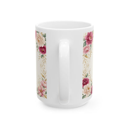 Beautiful Warrior Floral Ceramic Coffee Cup (11oz, 15oz)