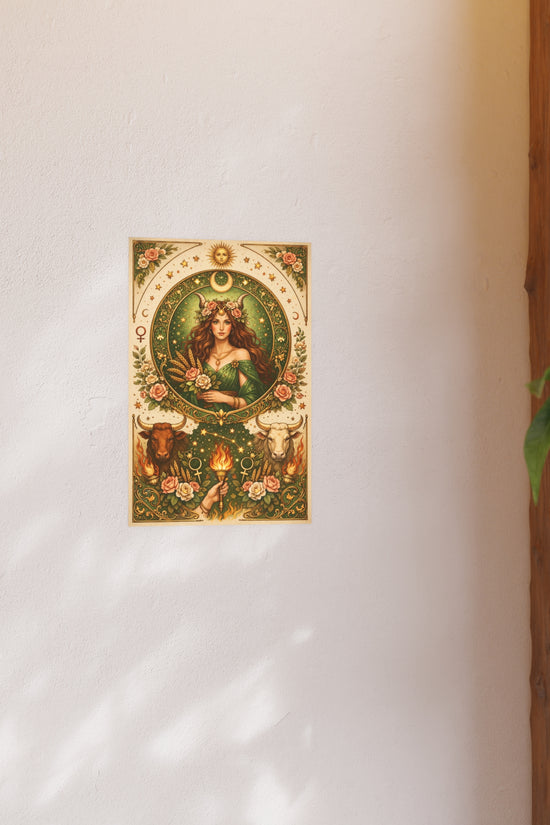 Celestial Taurus Goddess Art Poster by Grace Canvas Shop