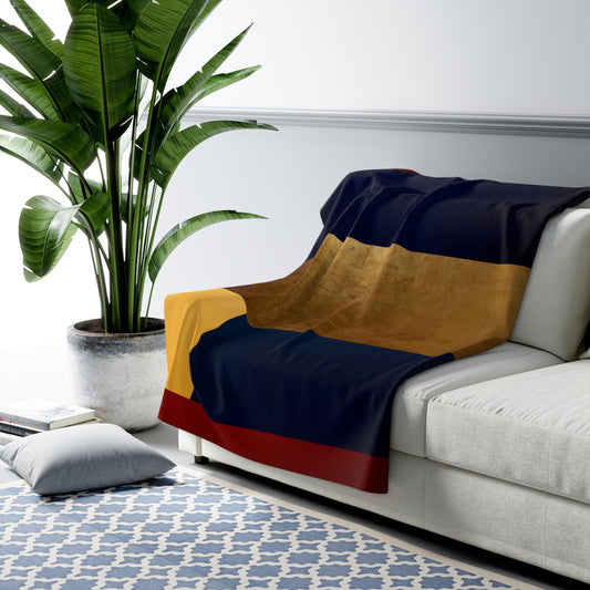 Colorblock Sherpa Blanket – Navy, Gold & Burgundy Cozy Throw