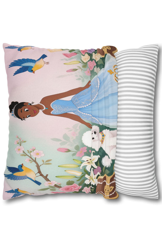 Princess & Poodle Spun Polyester Square Pillowcase by Grace Canvas Shop
