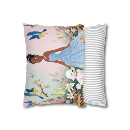 Princess & Poodle Spun Polyester Square Pillowcase