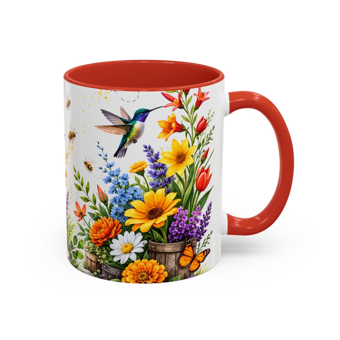Floral Hummingbird Coffee Mug 11/15oz by Grace Canvas Shop