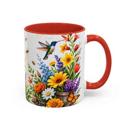 Floral Hummingbird Coffee Mug 11/15oz by Grace Canvas Shop