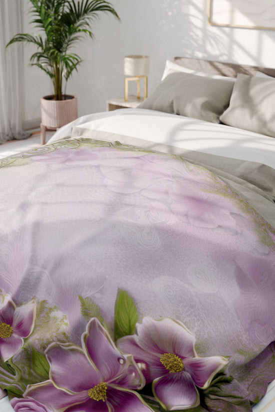Floral Pink Vintage Fleece Blanket