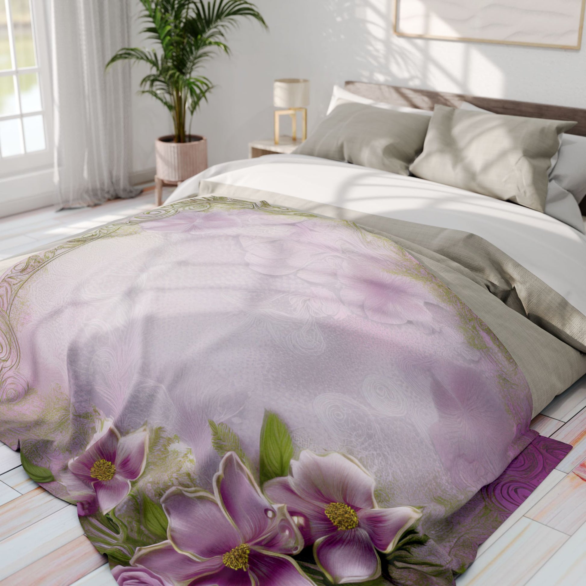 Floral Pink Vintage Fleece Blanket