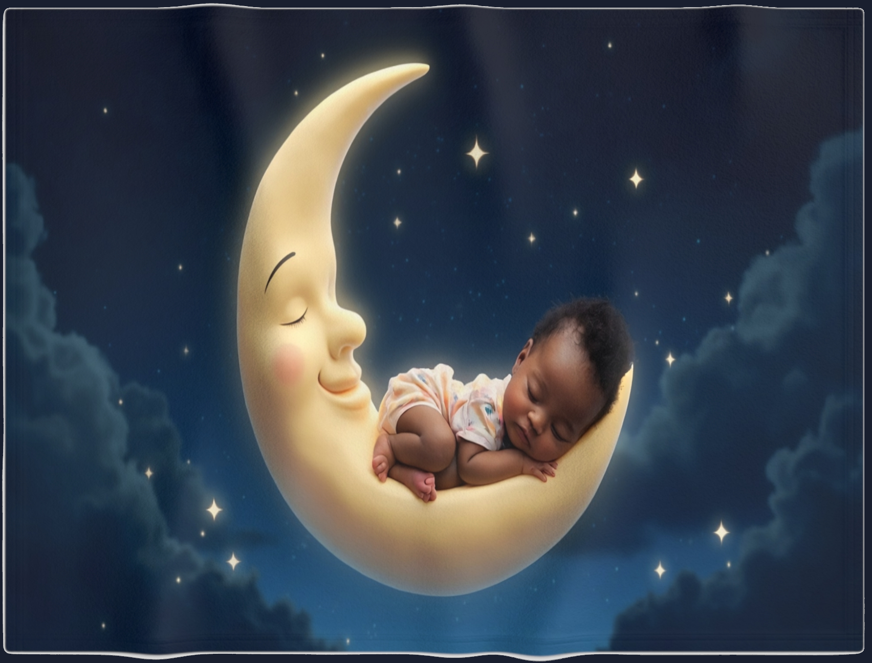 Baby Girl Moon Blanket - Soft Fleece Nursery Throw for Newborns by Grace Canvas Shop