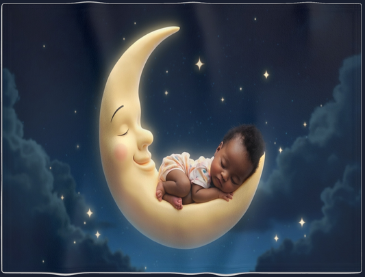 Baby Girl Moon Blanket - Soft Fleece Nursery Throw for Newborns by Grace Canvas Shop