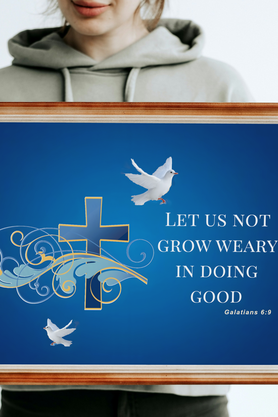 Let Us Not Grow Weary Inspirational Canvas Wall Art by Grace Canvas
