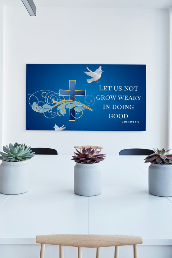 Let Us Not Grow Weary Inspirational Canvas Wall Art by Grace Canvas