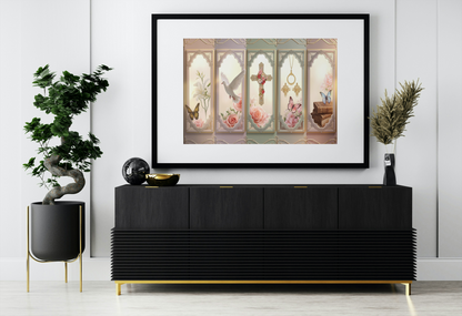 Church Windows Religious Floral Panel Canvas by Grace Canvas Shop