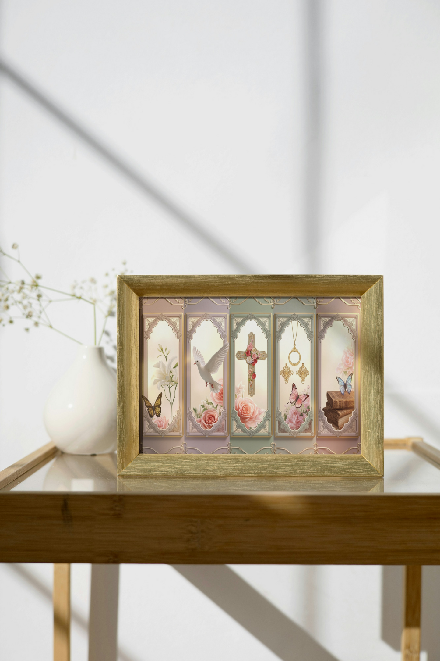 Church Windows Religious Floral Panel Canvas by Grace Canvas Shop