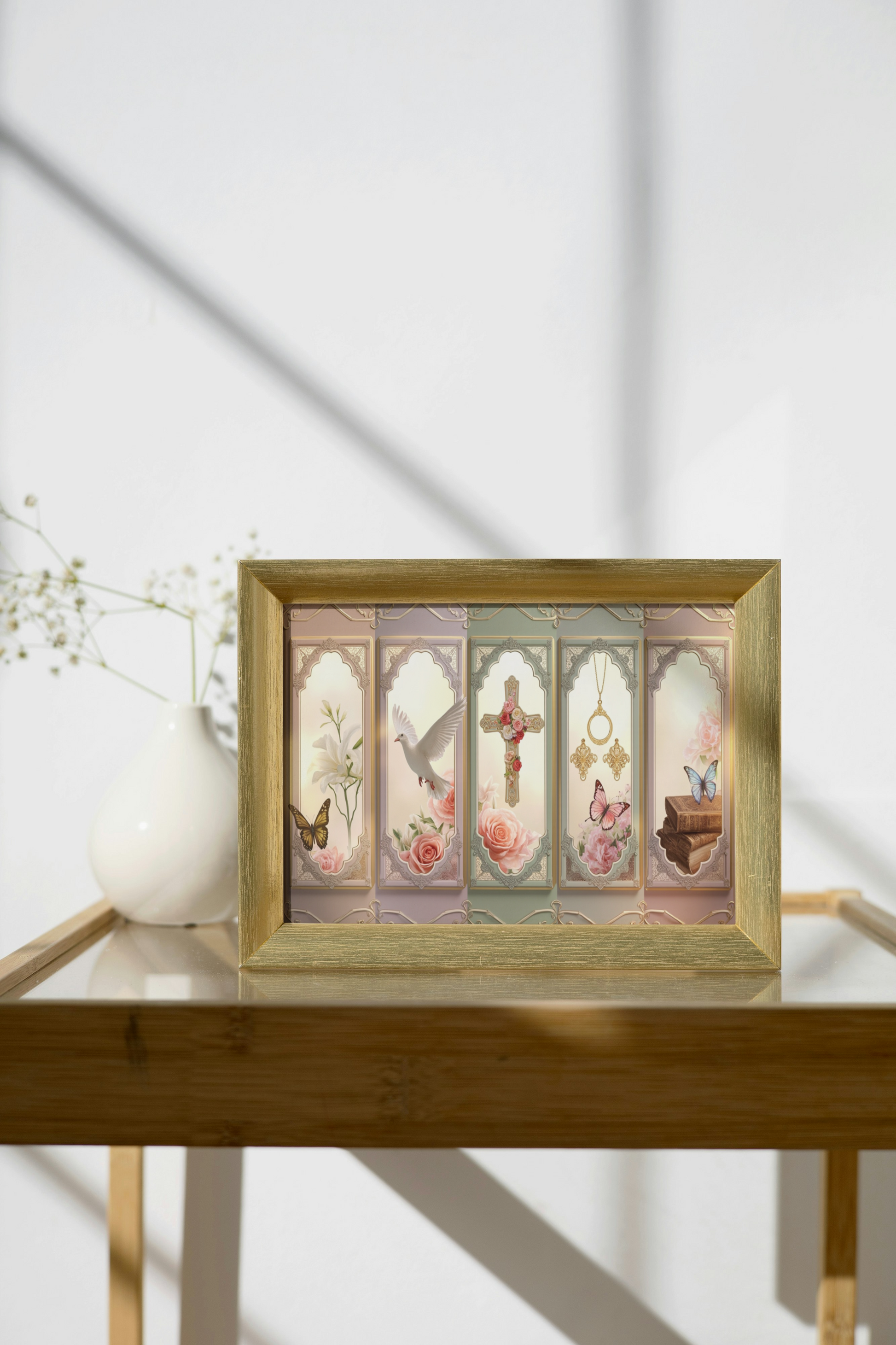 Church Windows Religious Floral Panel Canvas by Grace Canvas Shop
