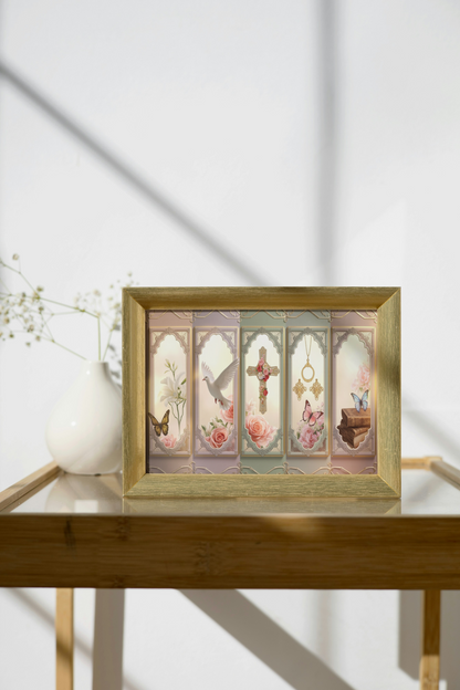 Church Windows Religious Floral Panel Canvas by Grace Canvas Shop