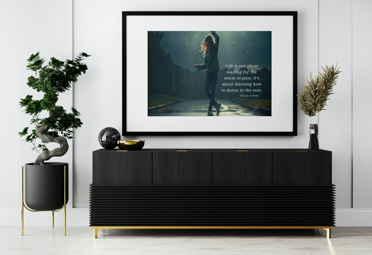 Satin Poster - Dancing in the Rain Inspirational Quote Wall Art