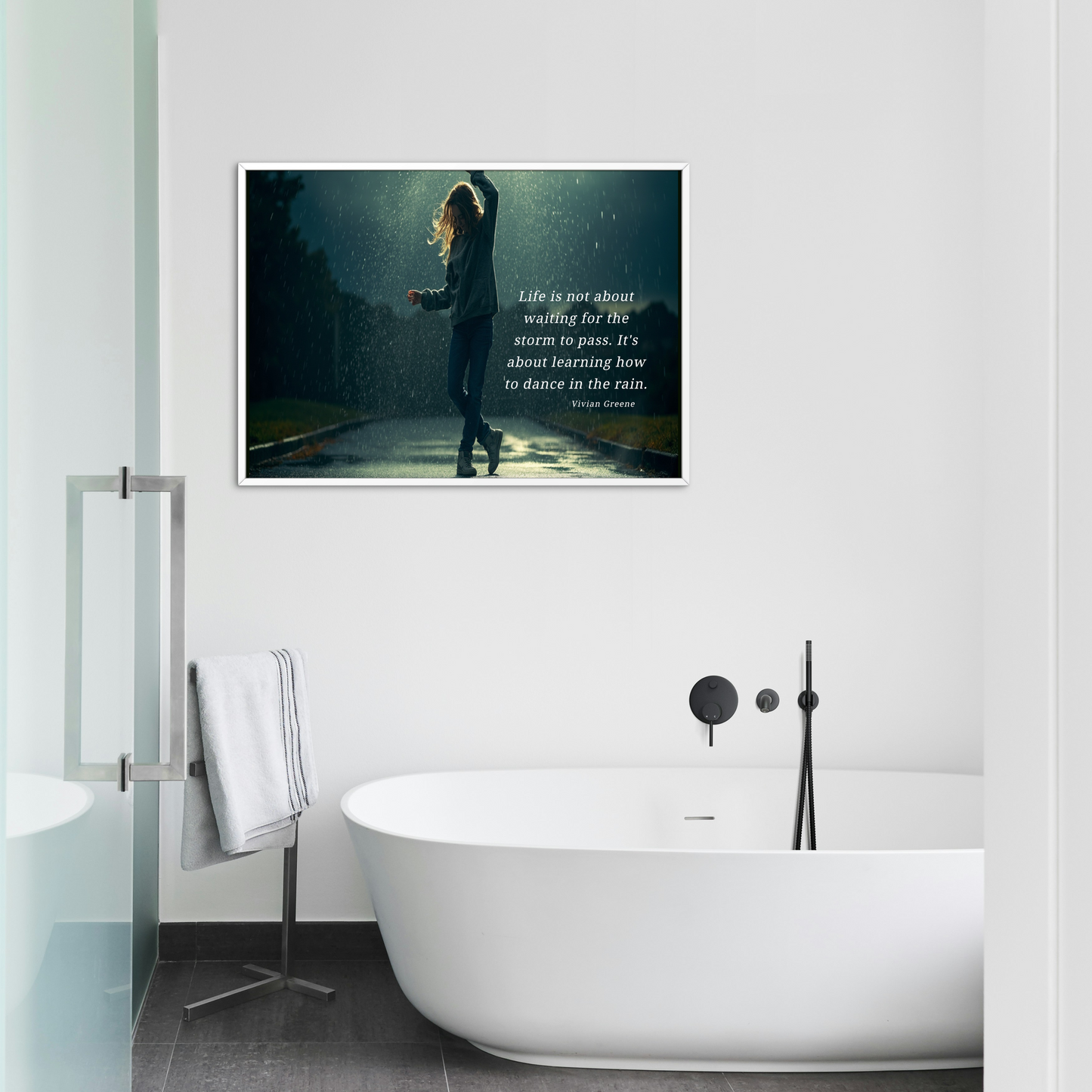 Satin Poster - Dancing in the Rain Inspirational Quote Wall Art