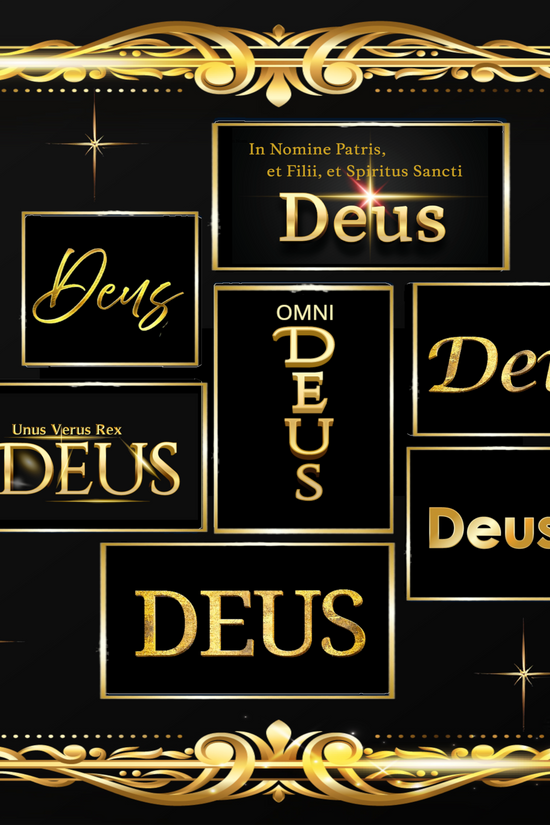 Deus Black & Gold Inspirational Framed Poster — Wooden Frame Wall Art