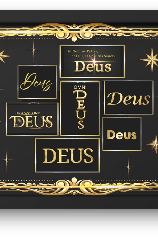 Deus Black & Gold Inspirational Framed Poster — Wooden Frame Wall Art