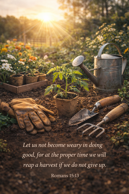 Romans 15:13 Inspirational Garden Hardcover Journal