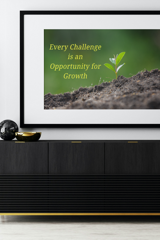Inspirational Growth Poster "Every Challenge" Satin Print by Grace Canvas Shop
