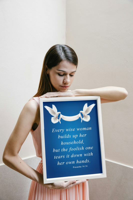 Proverbs 14:14 Inspirational Art Poster by Grace Canvas Shop