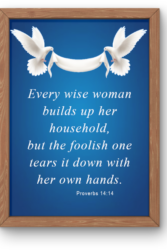 Proverbs 14:14 Inspirational Art Poster by Grace Canvas Shop