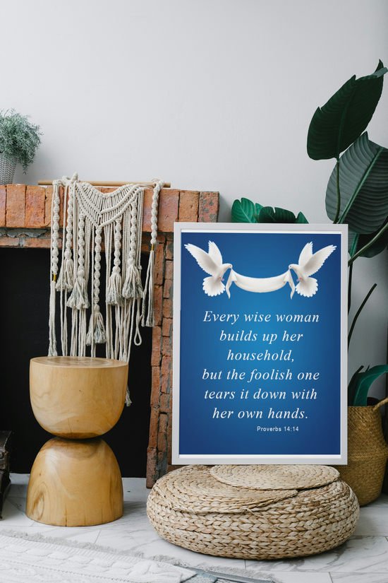 Proverbs 14:14 Inspirational Art Poster by Grace Canvas Shop